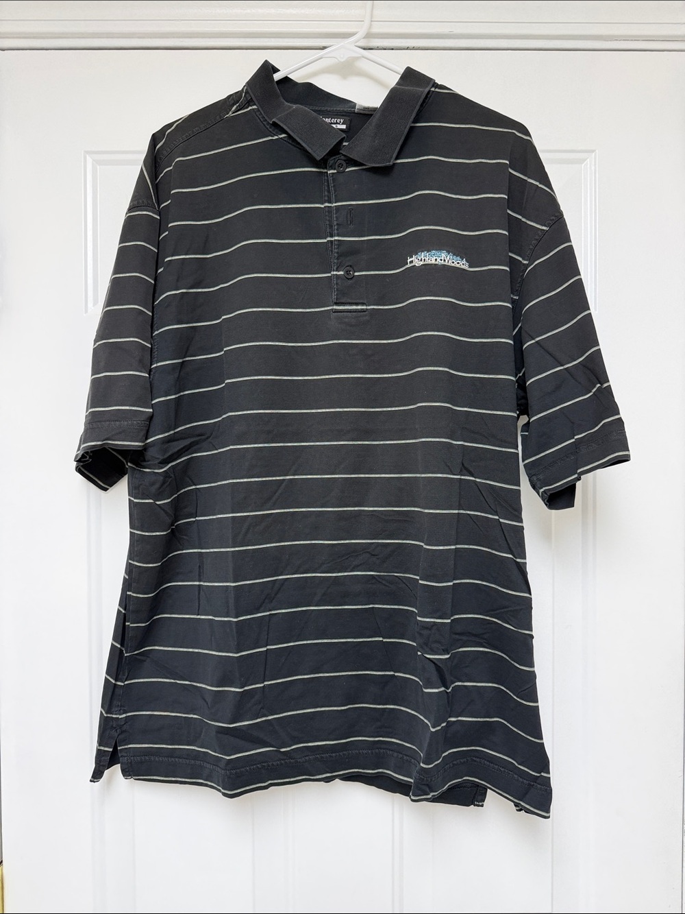 Highland Woods Black Striped Polo Shirt